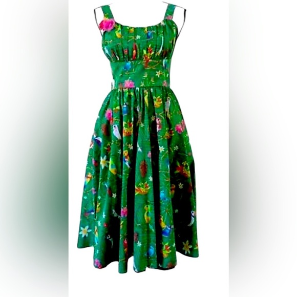 DISNEYLAND PARKS TIKKI ROOM Green Asymmetrical Sundress - Picture 4 of 9